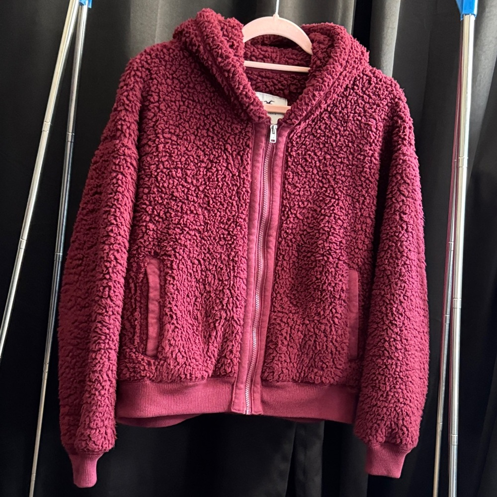 *sold*Hollister Cozy Maroon Sherpa Hoodie
